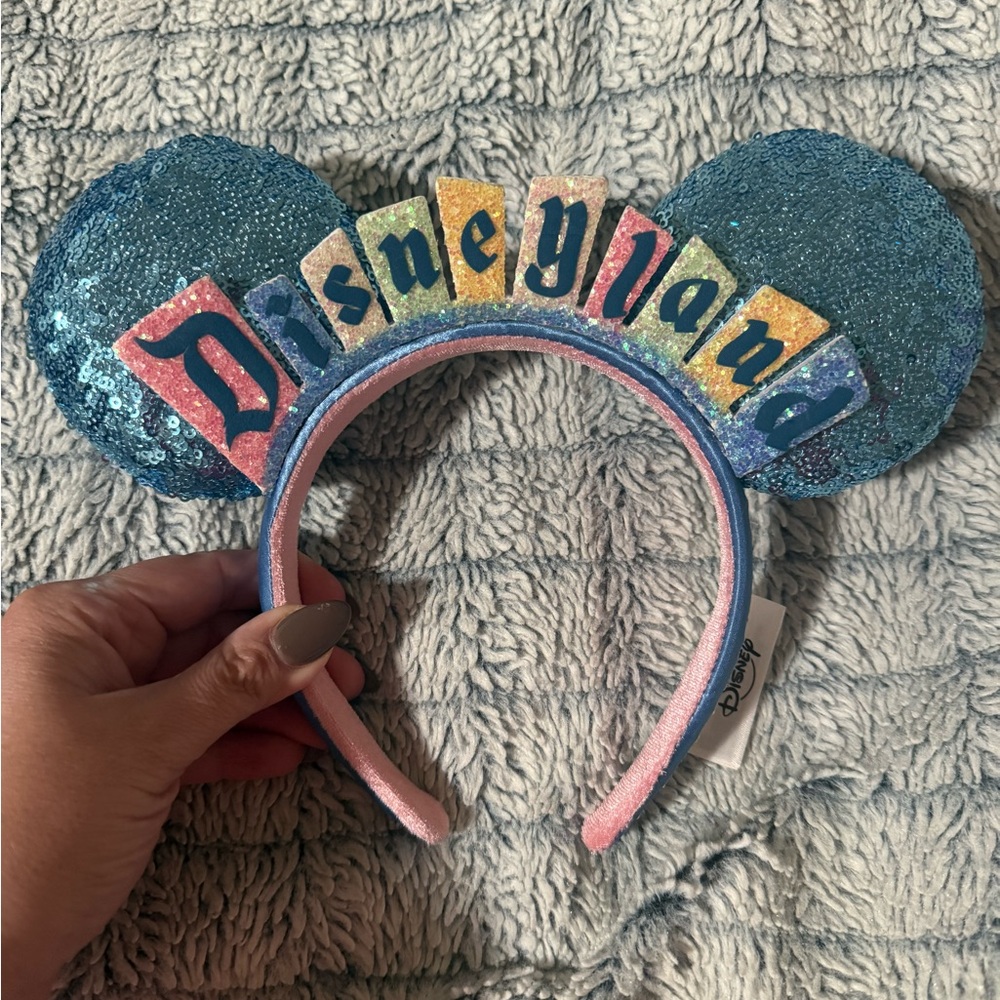 Disney Blue Sequin Mickey Ears Headband